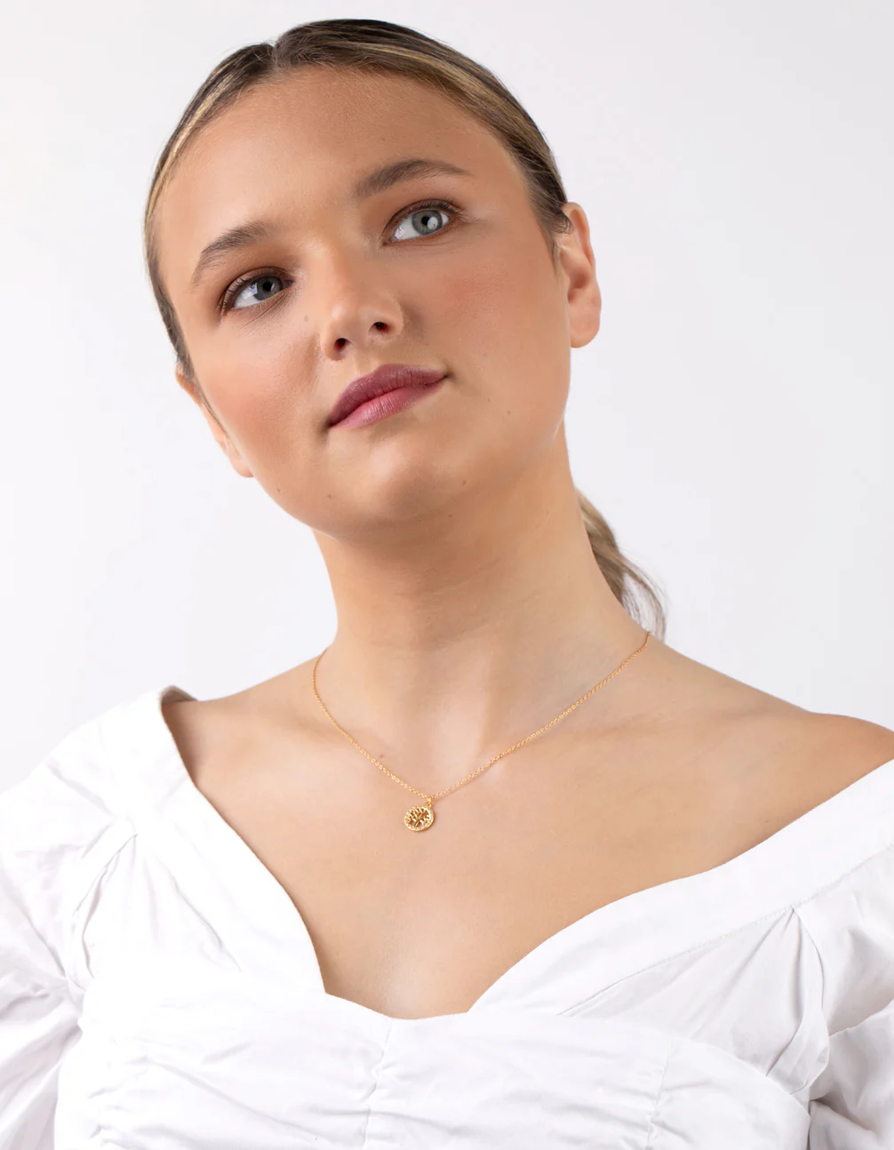 Gold Plated Sterling Silver Cubic Zirconia Tree of Life Necklace - Image 5