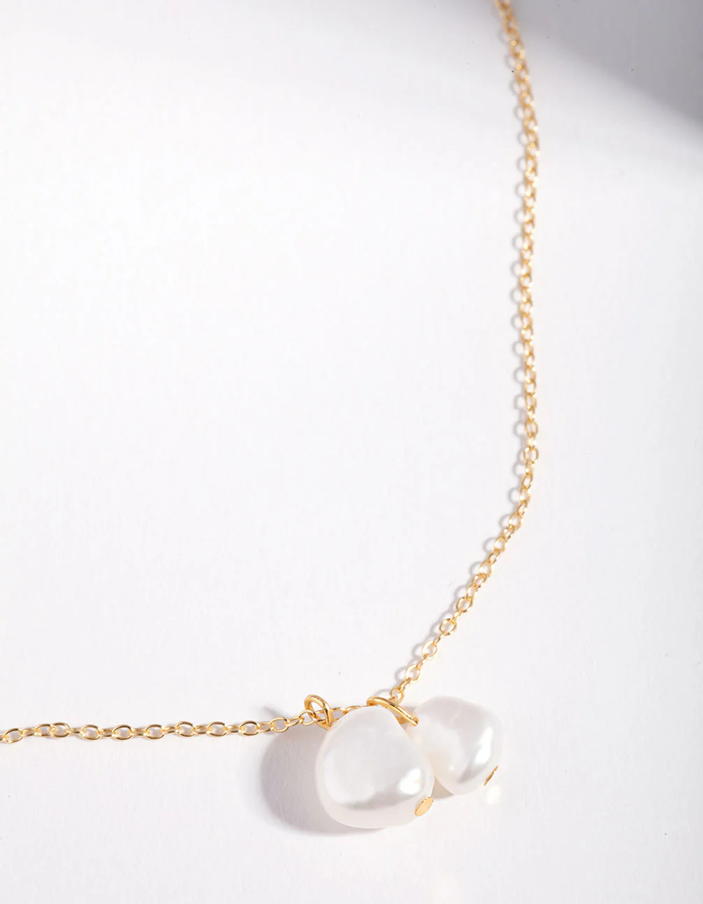 Gold Plated Sterling Silver Double Freshwater Pearl Necklace - Image 3