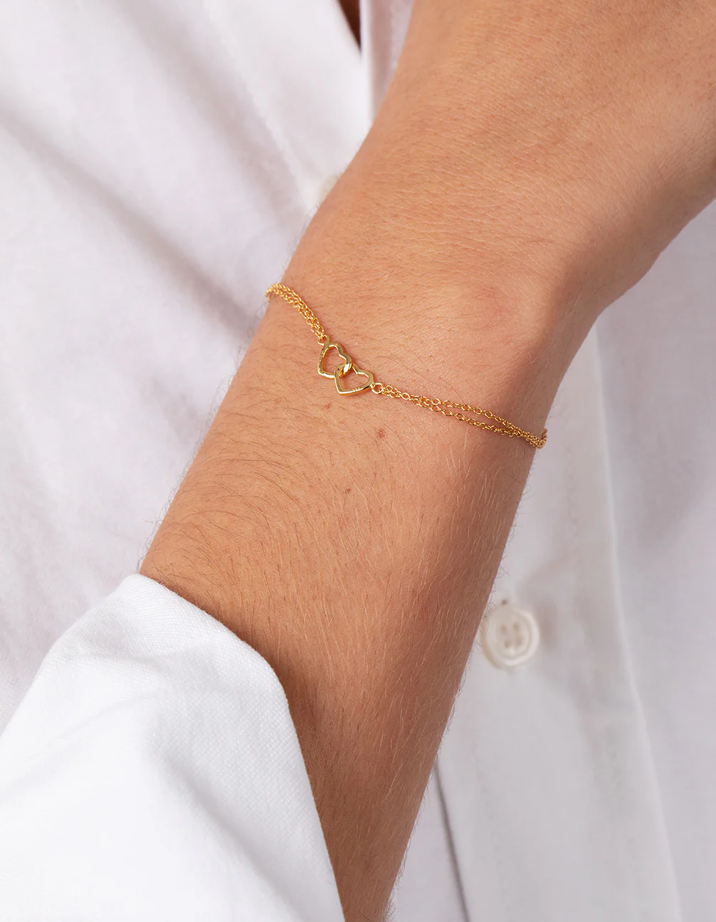 Gold Plated Sterling Silver Double Heart Bracelet Pack - Image 2