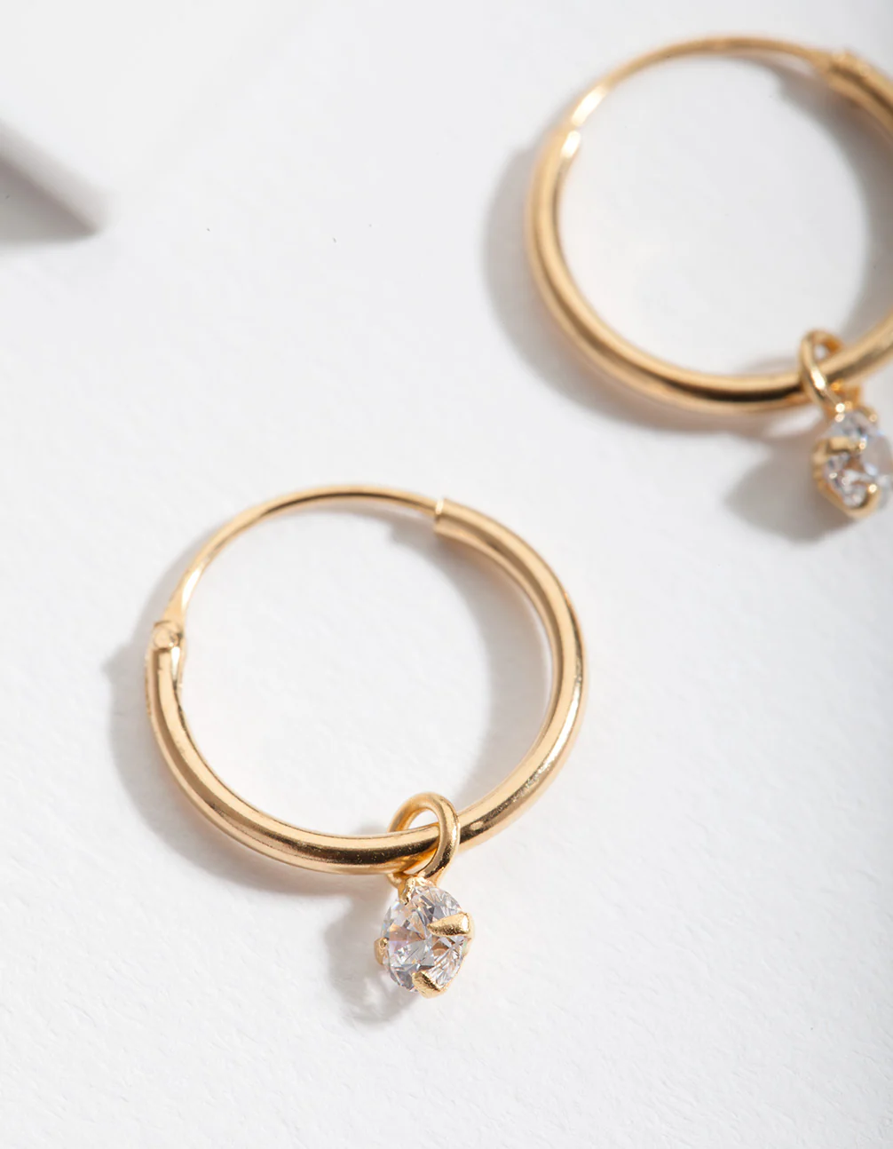 Gold Plated Sterling Silver Cubic Zirconia Dangle Hoop Earrings - Image 4
