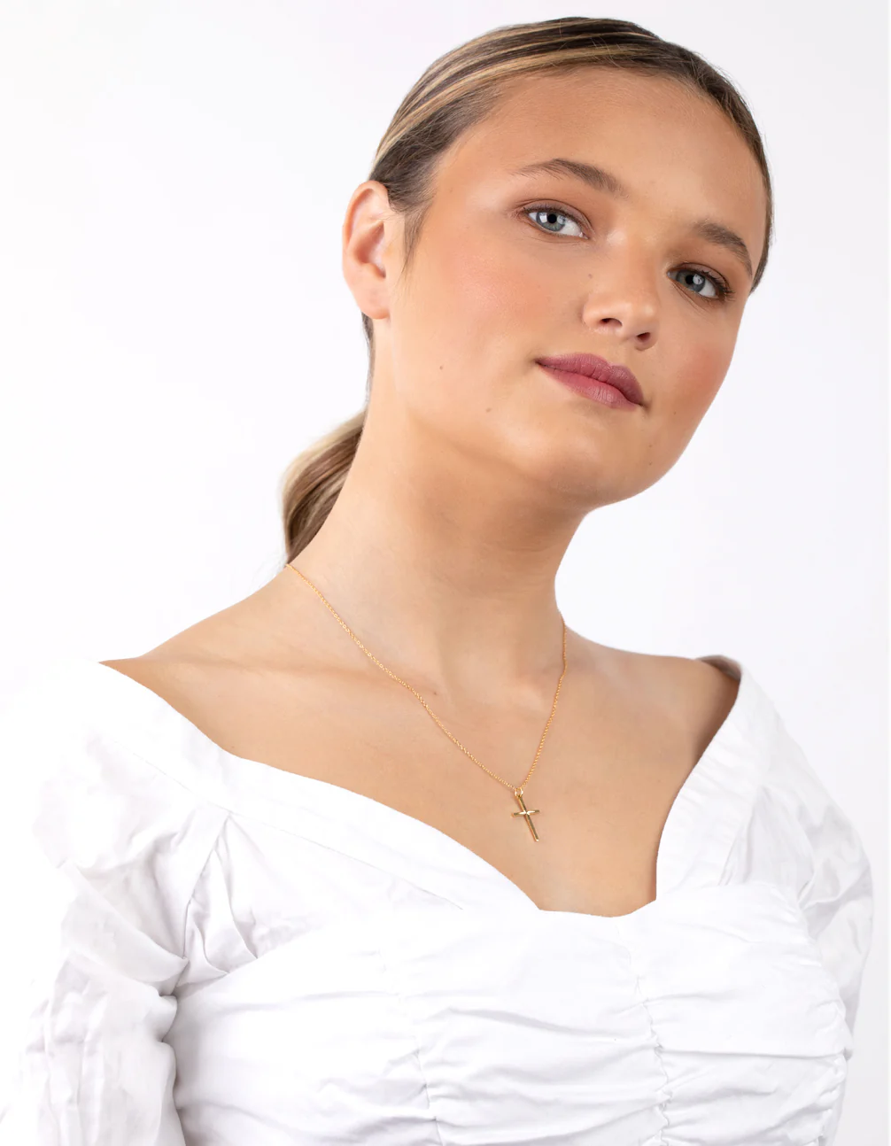 Sterling Silver Gold Cross Necklace - Image 5