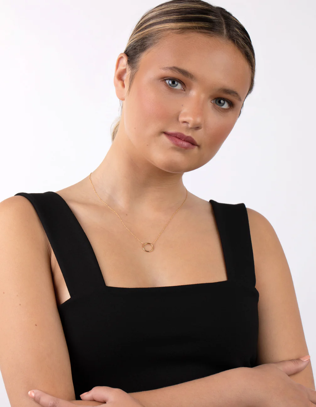 Gold Plated Sterling Silver Diamond Cut Circle Necklace - Image 5