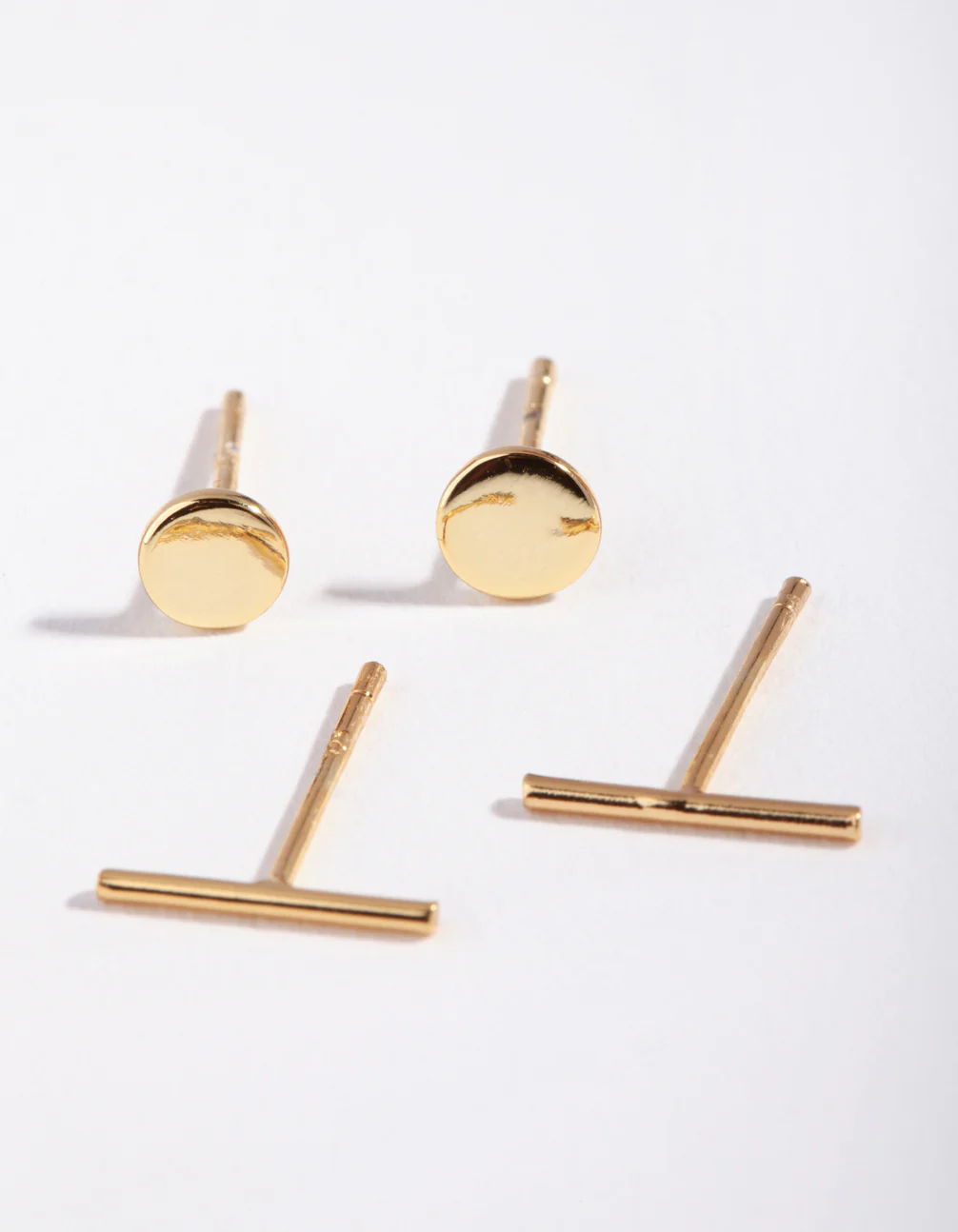 Gold Plated Sterling Silver Disc & Line Stud Earring Pack - Image 3