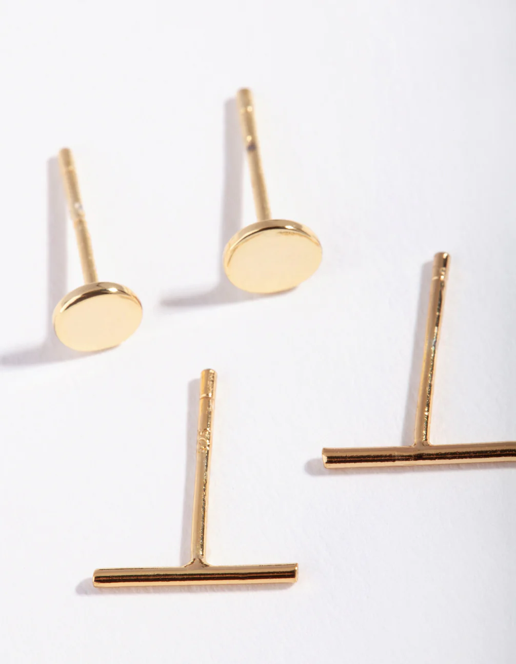Gold Plated Sterling Silver Disc & Line Stud Earring Pack - Image 4