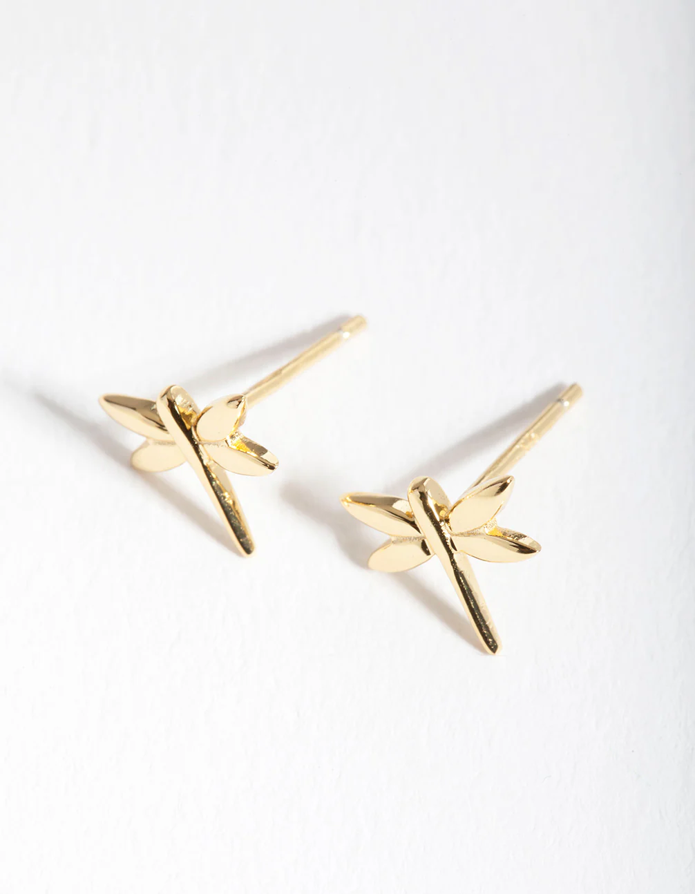 Gold Plated Sterling Silver Dragonfly Stud Earrings - Image 2