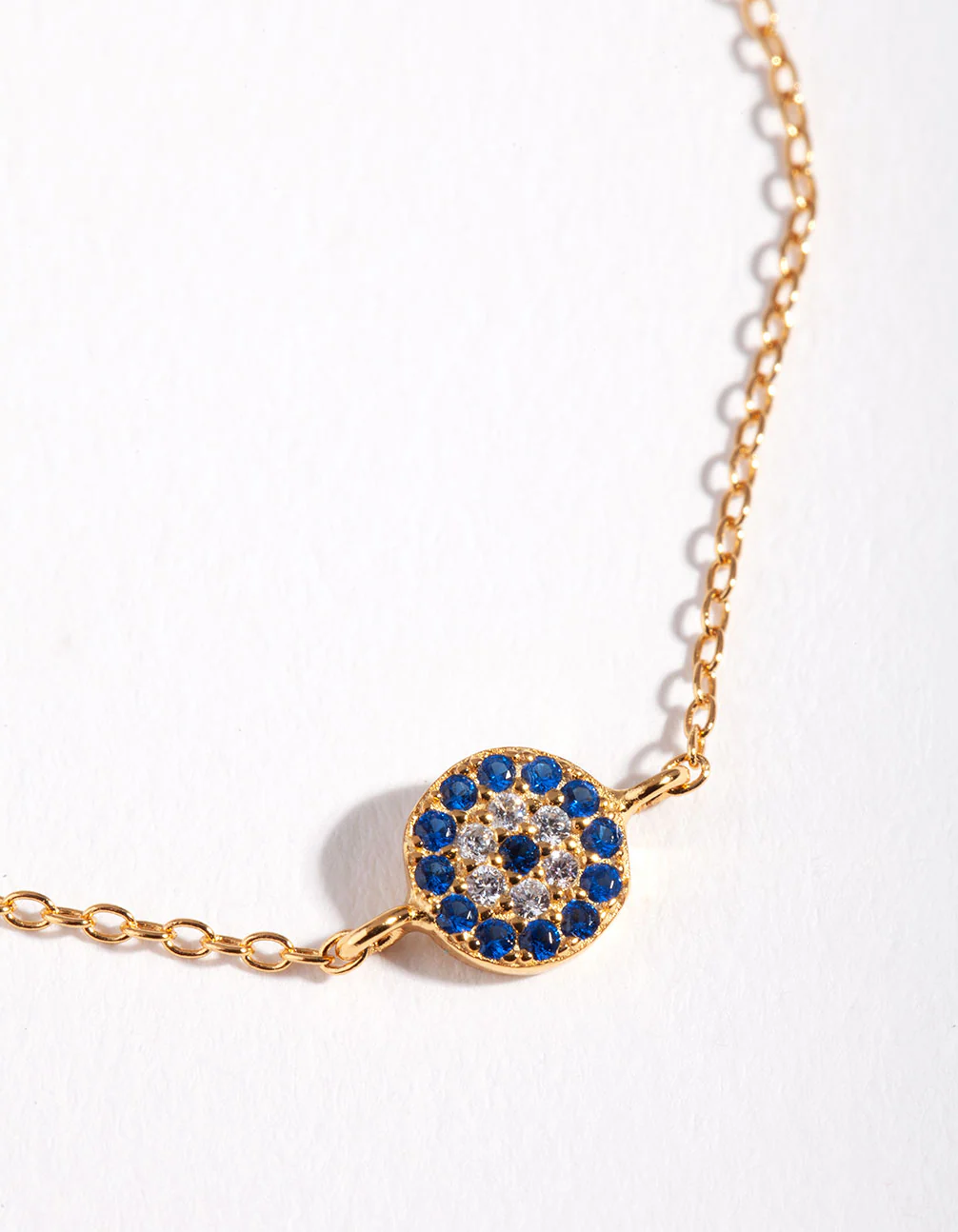 Gold Plated Sterling Silver Evil Eye Disc Bracelet - Image 2