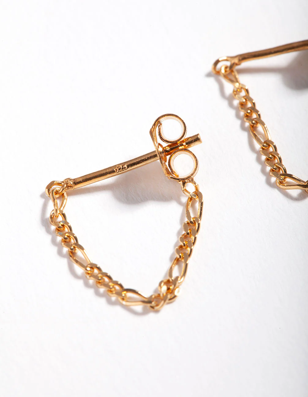 Gold Plated Sterling Silver Figaro Chain Earrings - Image 2