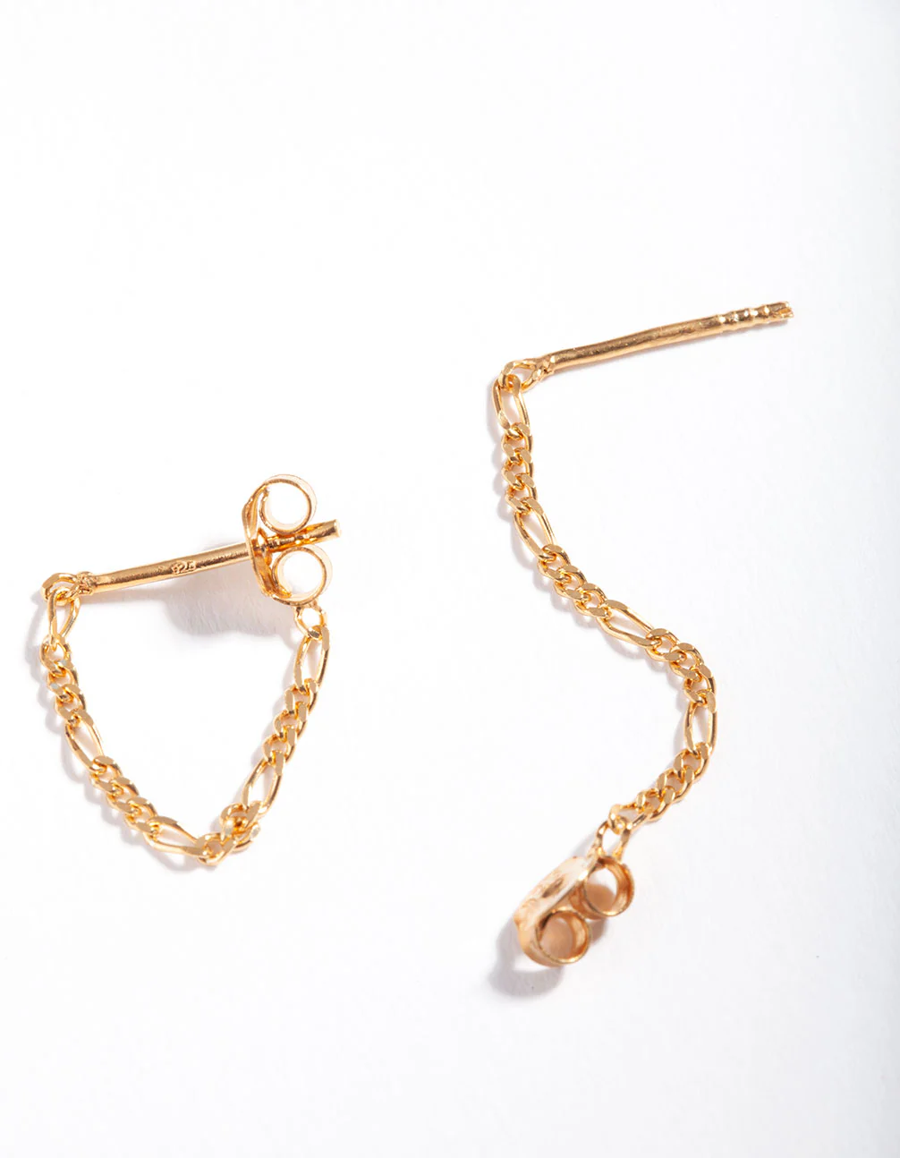 Gold Plated Sterling Silver Figaro Chain Earrings - Image 3