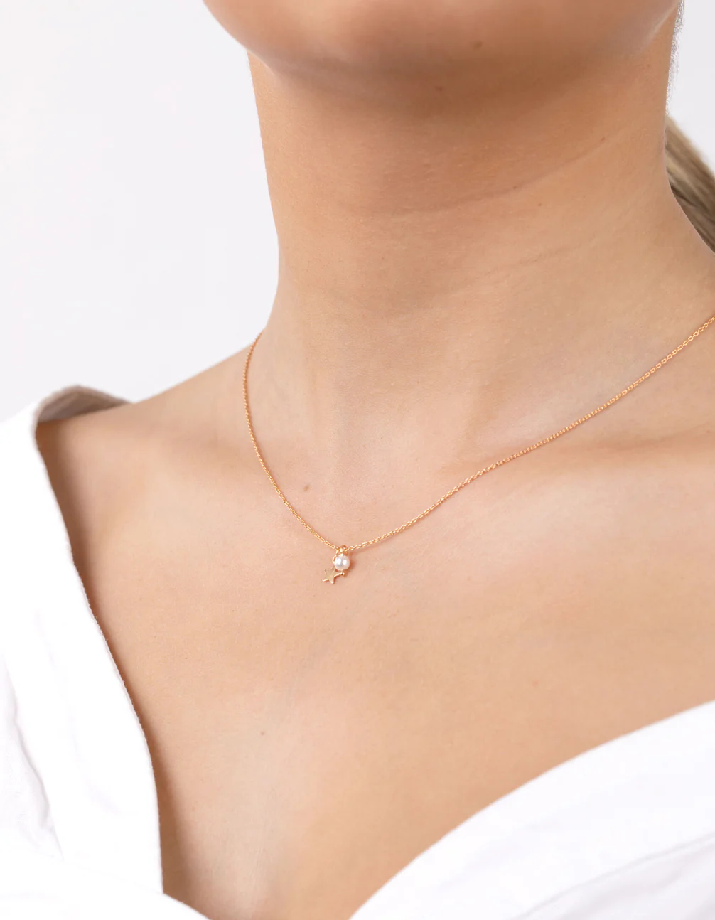 Gold Plated Sterling Silver Freshwater Pearl Cupchain Necklace - Image 2