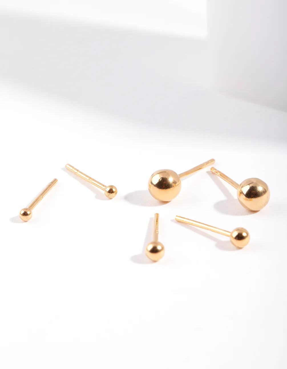 Gold Plated Sterling Silver Ball Earring Pack - Image 3
