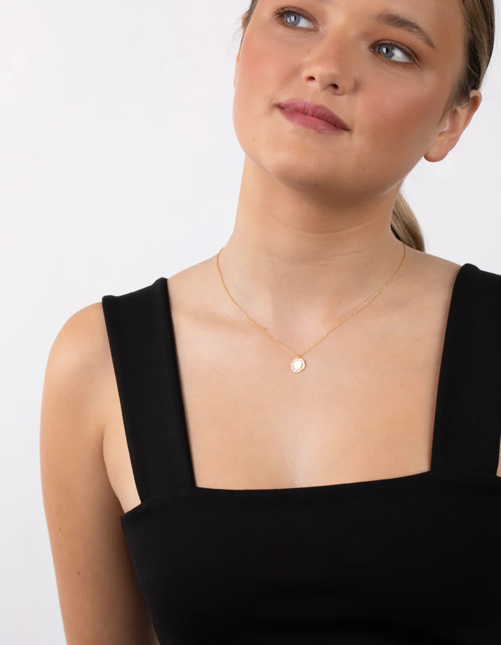 Gold Plated Sterling Silver Geometric Bar Necklace - Image 2