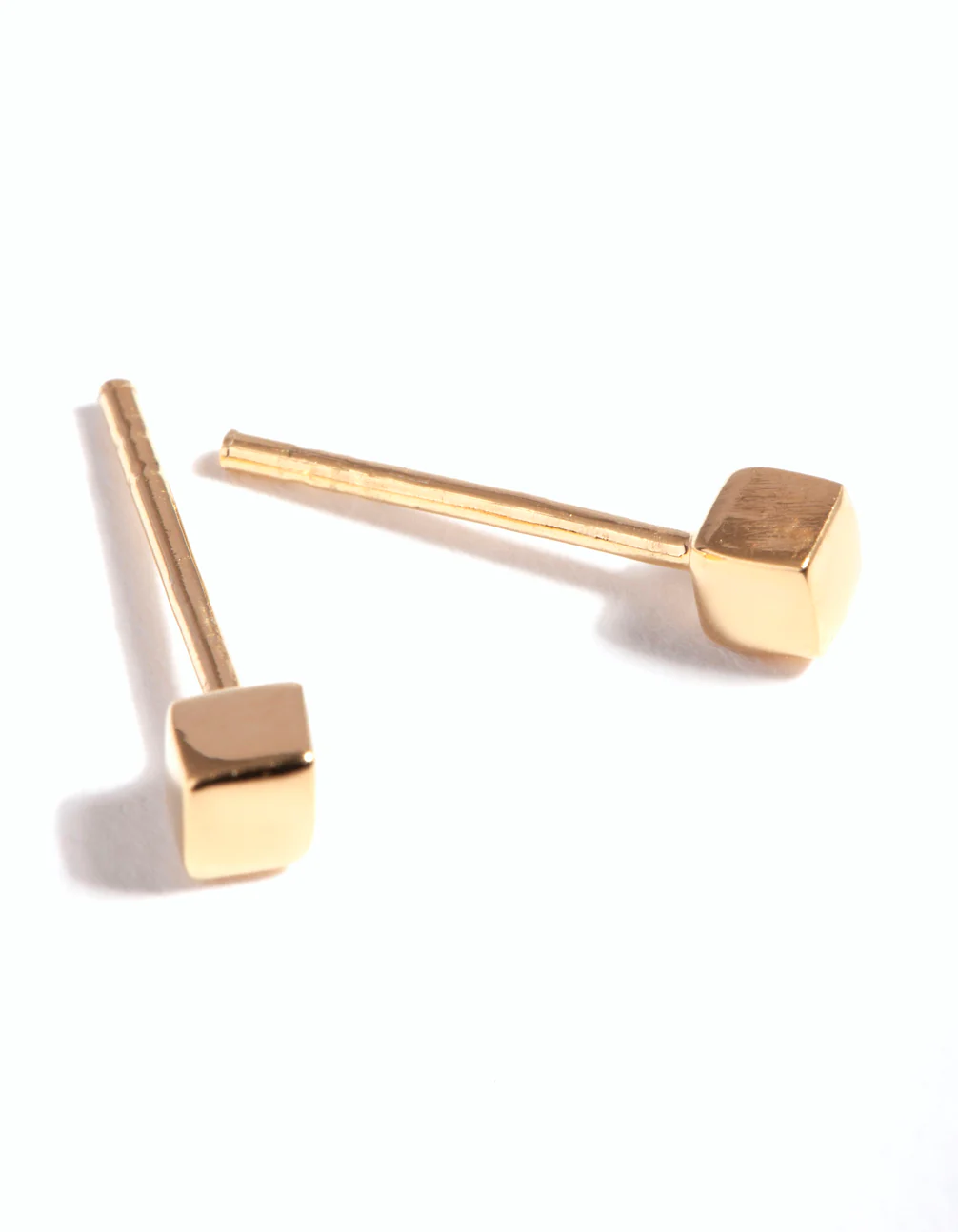 Gold Plated Sterling Silver Mini Cube Stud Earrings - Image 3