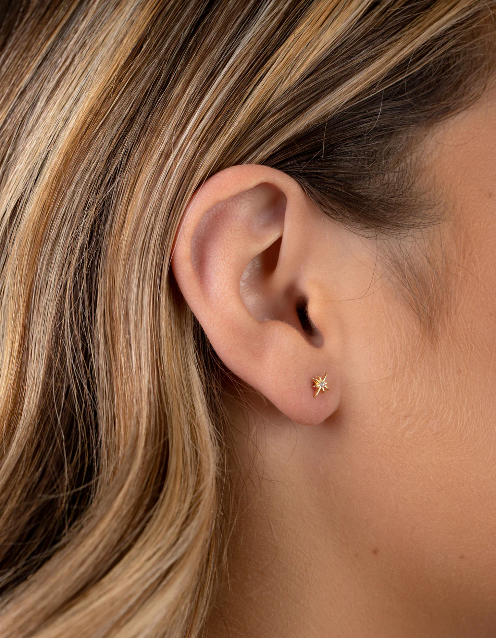 Gold Plated Sterling Silver Cubic Zirconia Starburst Earrings - Image 2
