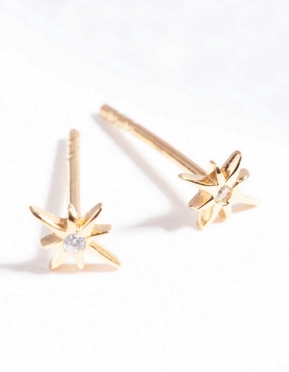 Gold Plated Sterling Silver Cubic Zirconia Starburst Earrings - Image 4