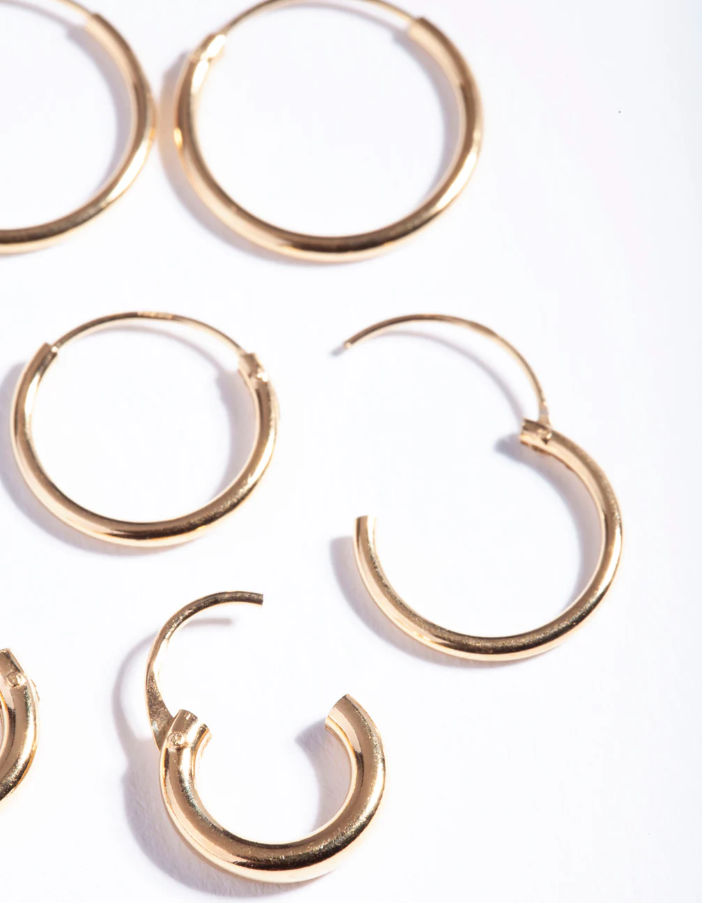 Gold Plated Sterling Silver Mix Thick Hoop Earring Pack - Image 4