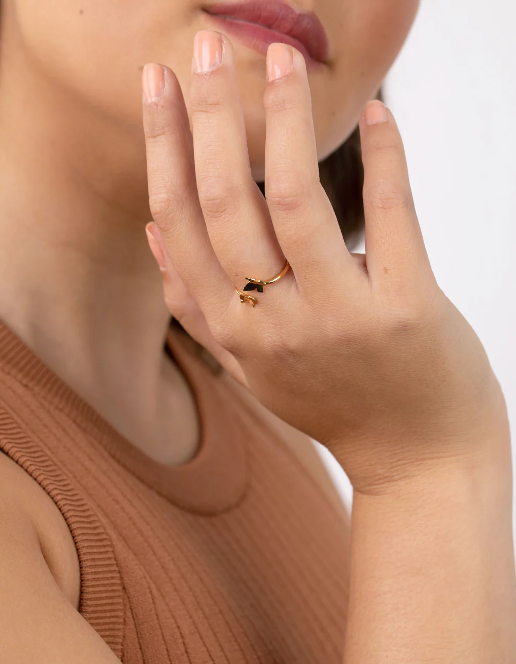 Yellow Gold Plated Sterling Silver Open Butterfly Ring - Image 2
