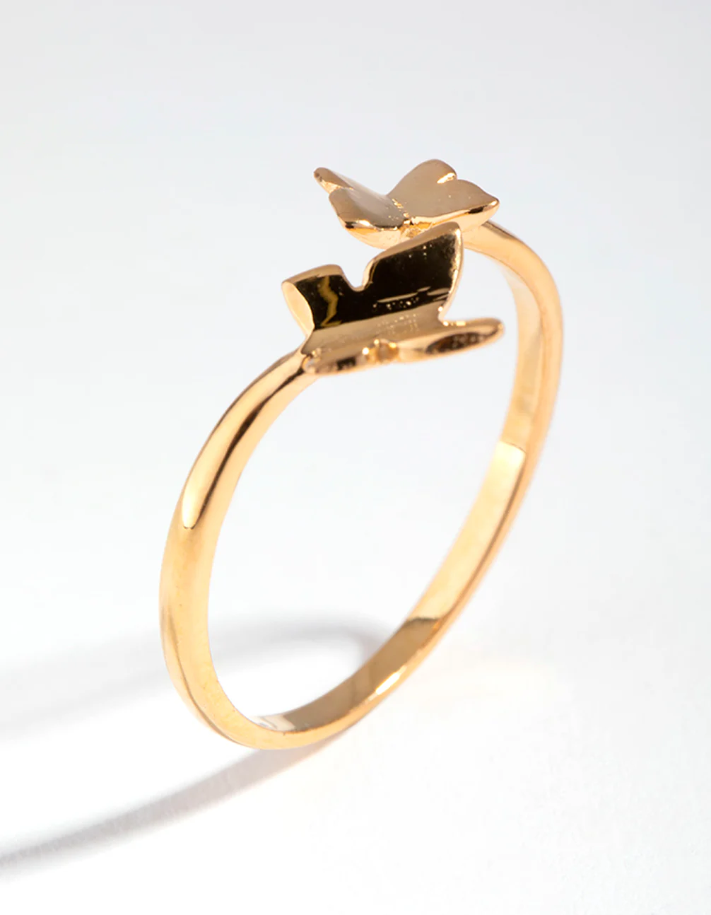 Yellow Gold Plated Sterling Silver Open Butterfly Ring - Image 4