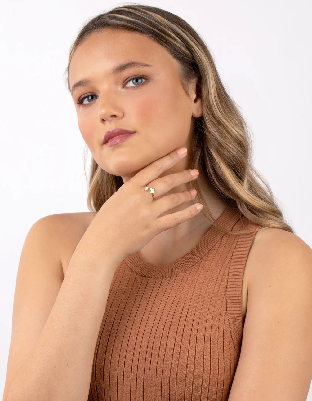 Yellow Gold Plated Sterling Silver Open Butterfly Ring - Image 5