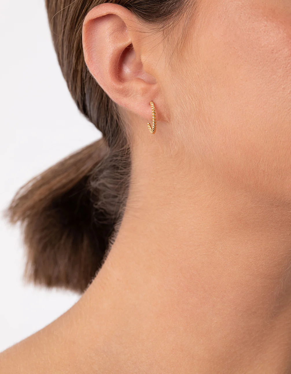 Gold Plated Sterling Silver Open Rope Hoop Earrings - Image 2