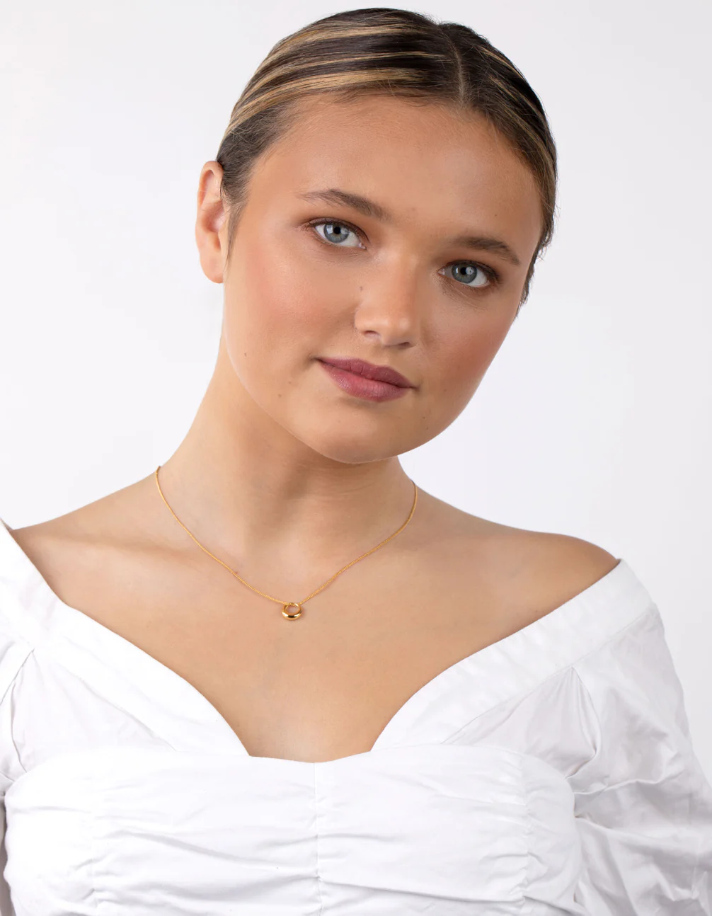 Gold Plated Sterling Silver Organic Open Circle Necklace - Image 5