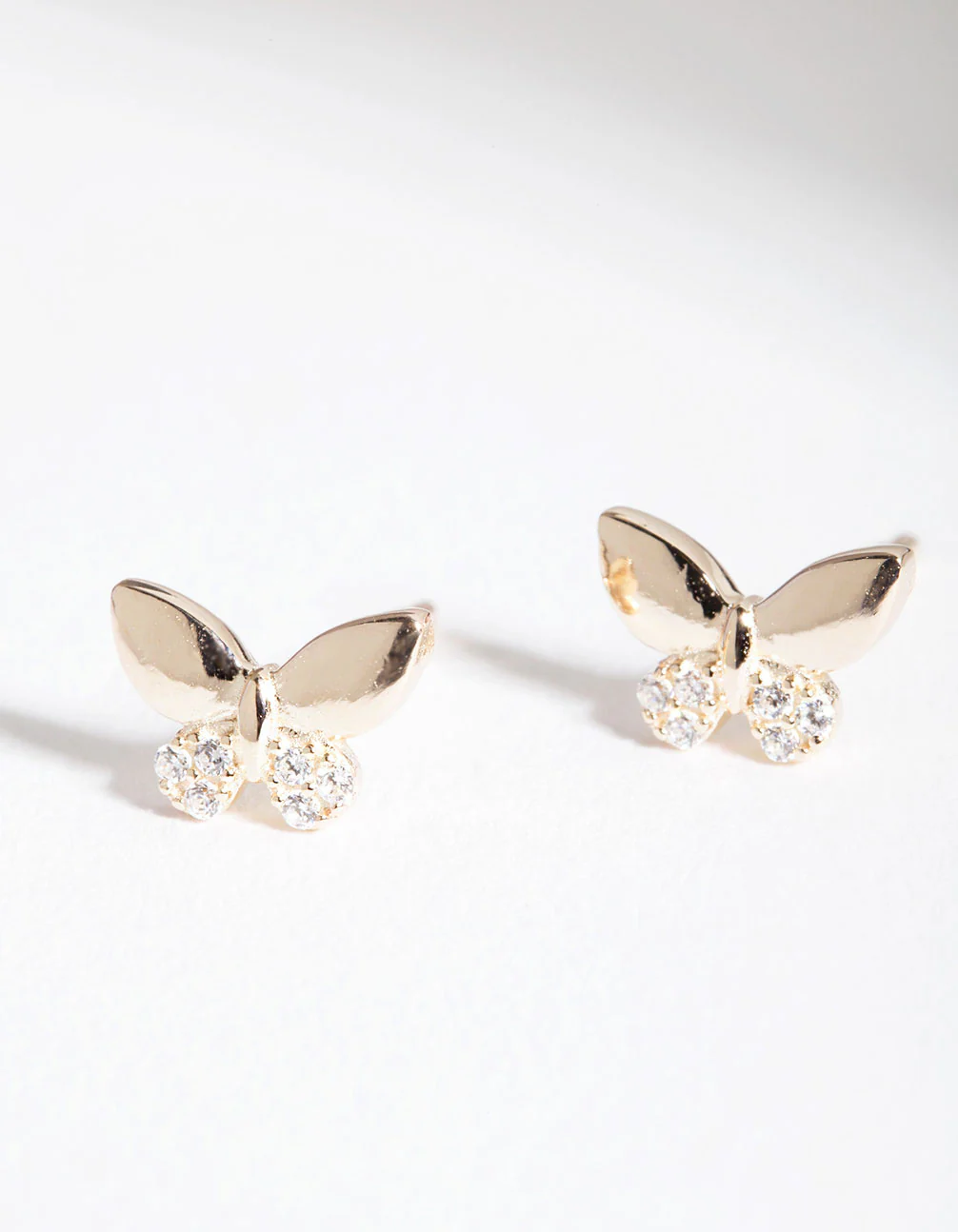 Gold Plated Sterling Silver Cubic Zirconia Butterfly Earrings - Image 3