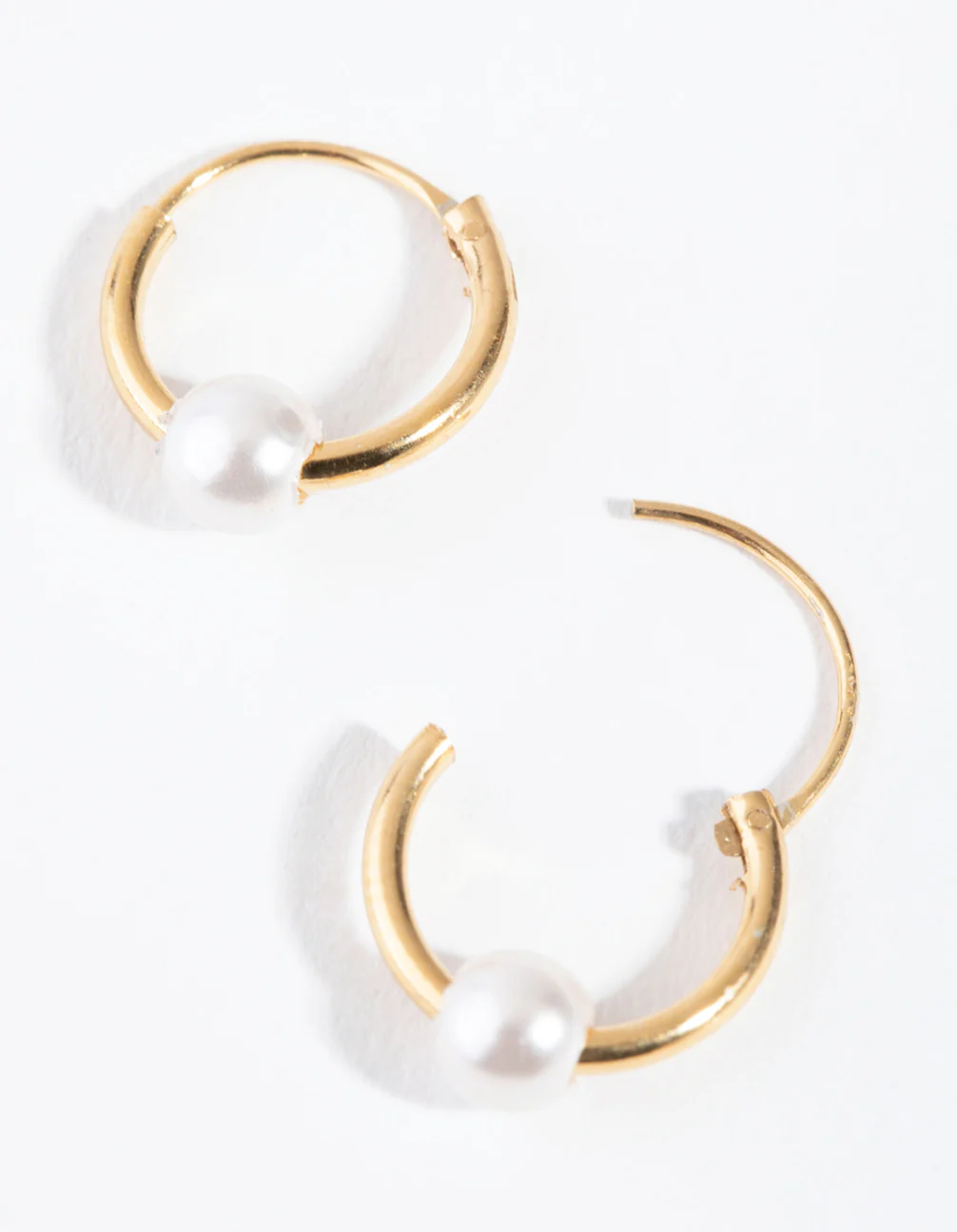 Gold Plated Sterling Silver Pearl Beaded Hoop Earrings - Image 2