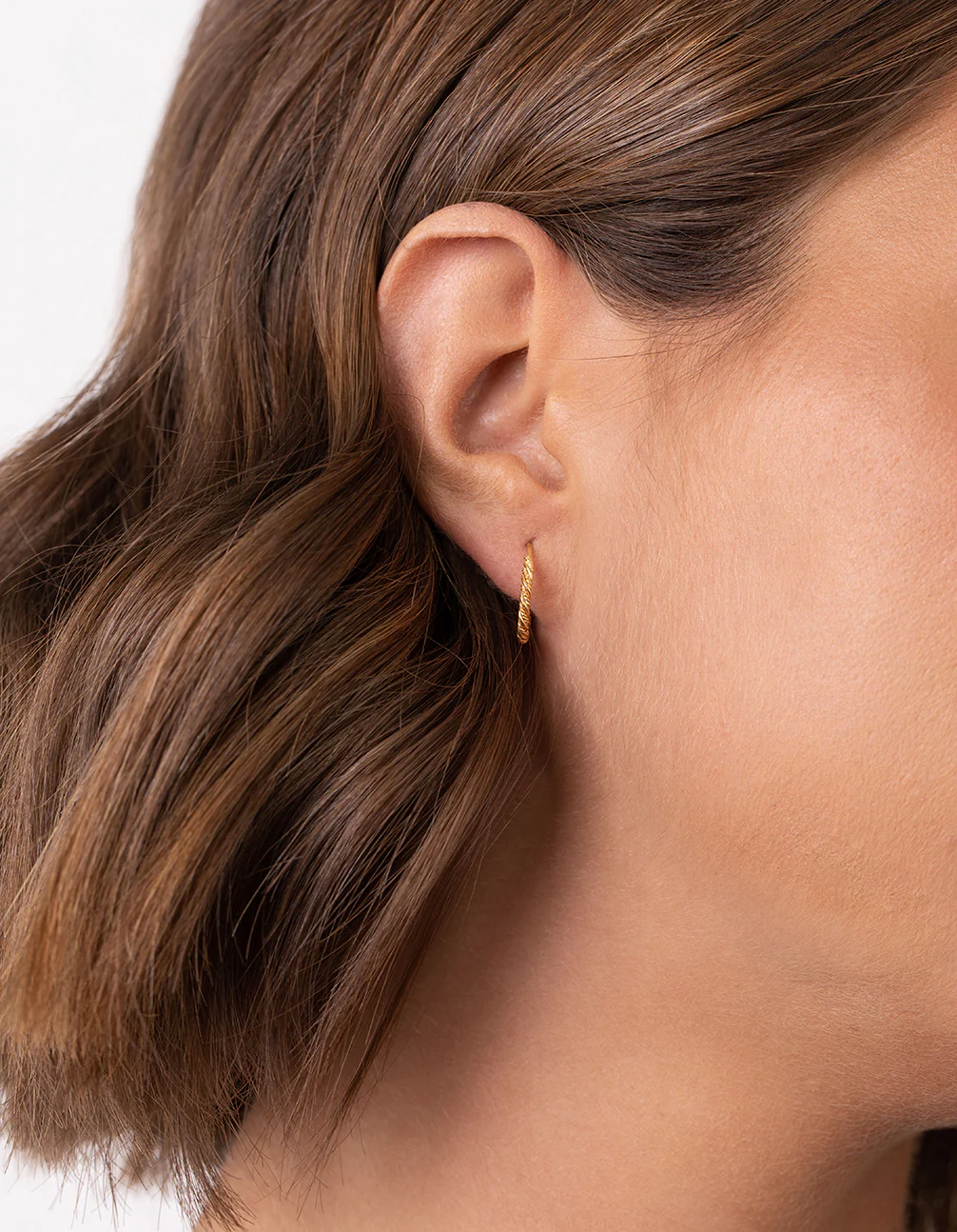 Gold Plated Sterling Silver Mini Twist Hoop Earrings - Image 2
