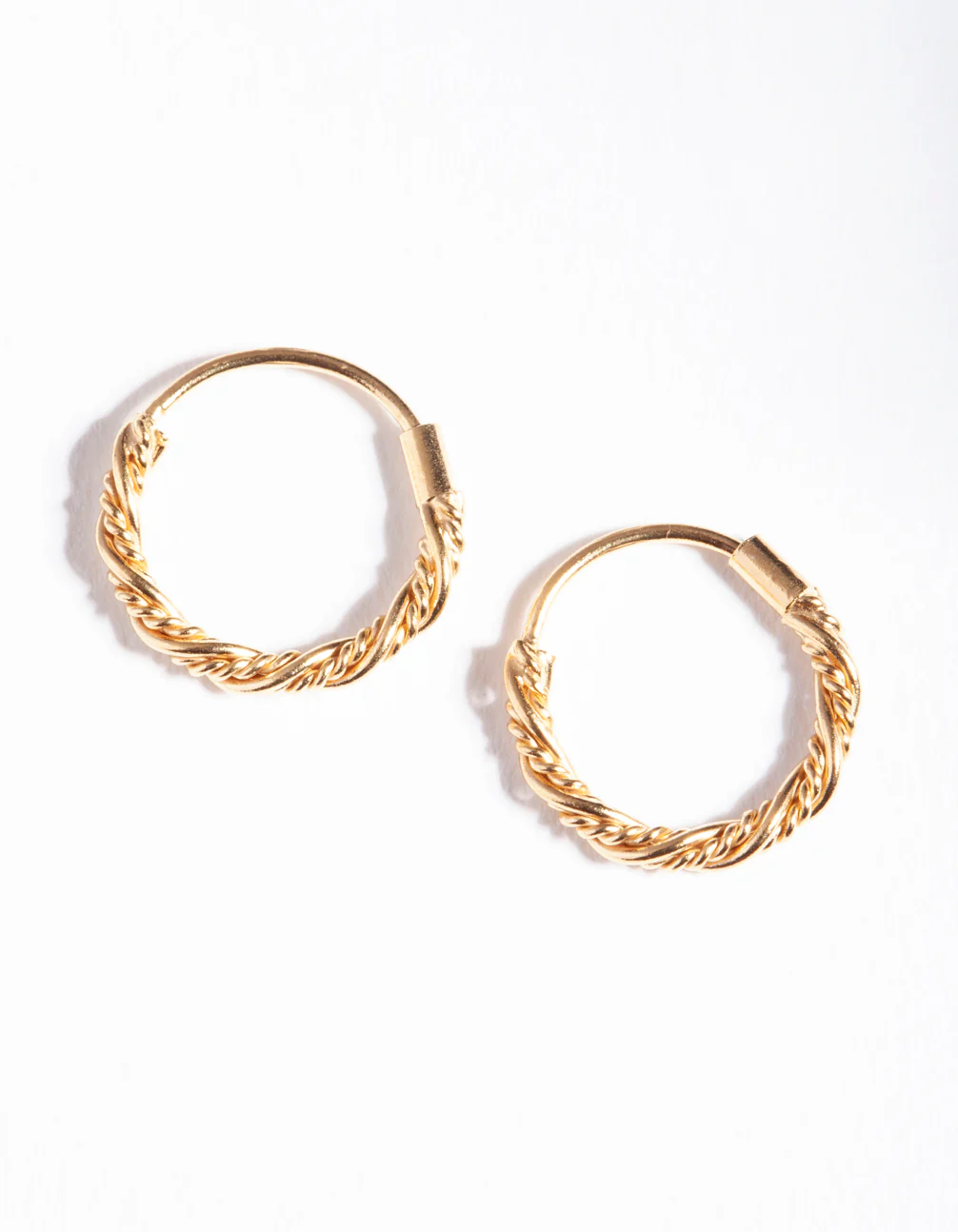 Gold Plated Sterling Silver Mini Twist Hoop Earrings - Image 3