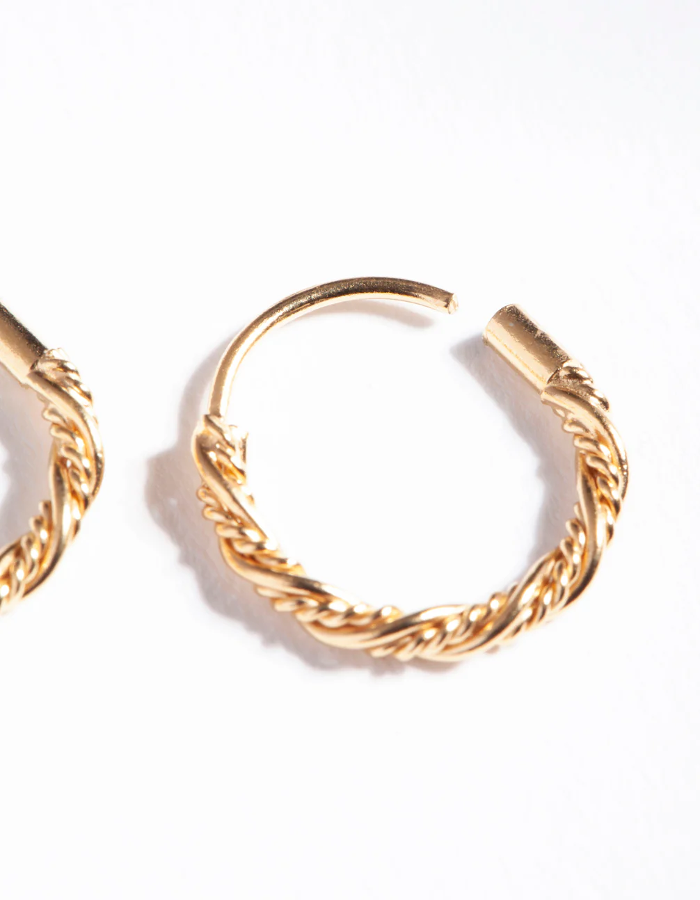 Gold Plated Sterling Silver Mini Twist Hoop Earrings - Image 4