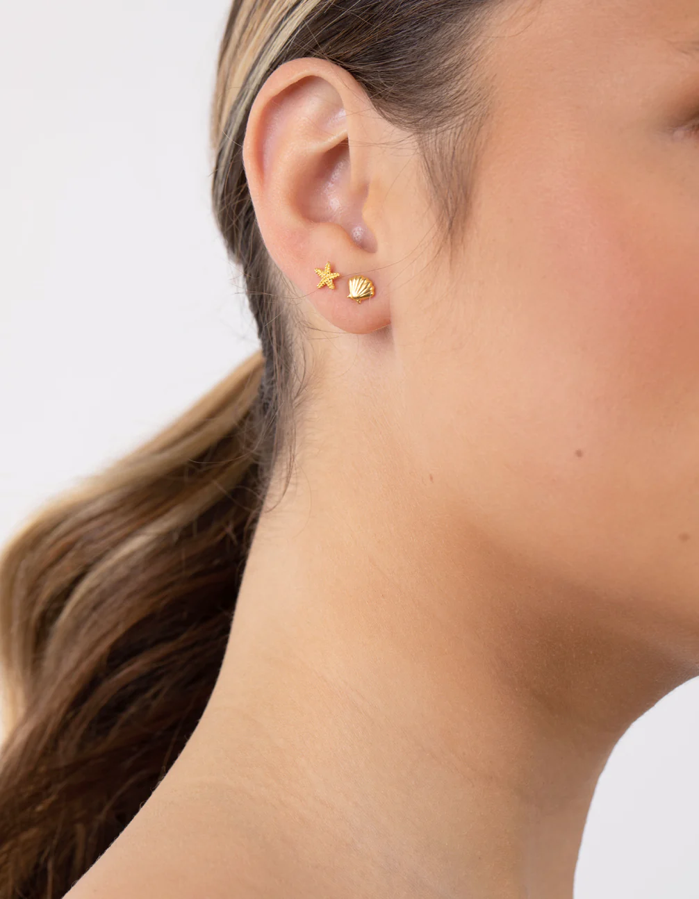 Gold Plated Sterling Silver Seaside Stud Earring Pack - Image 2