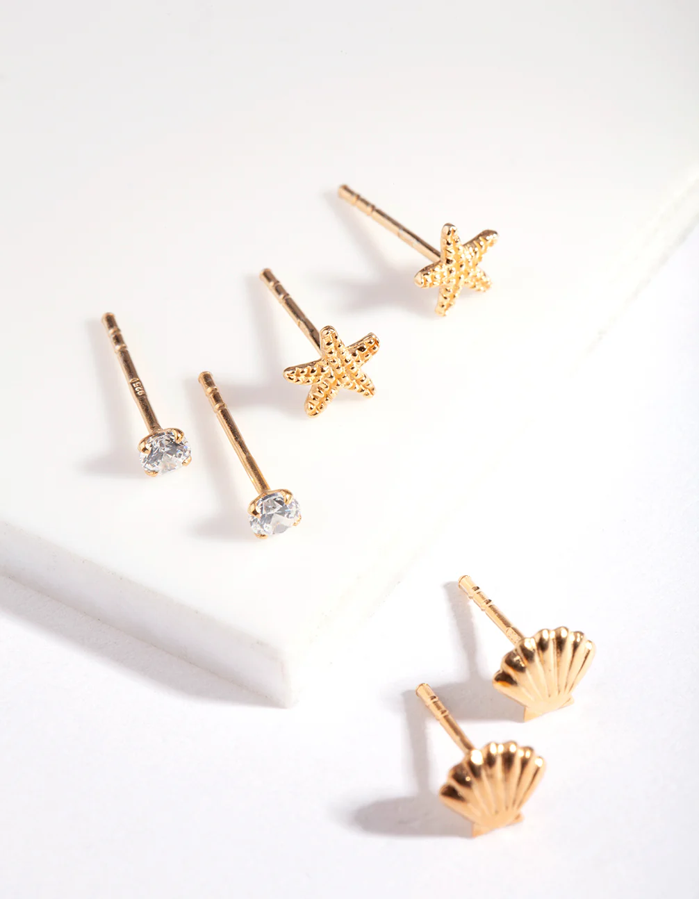Gold Plated Sterling Silver Seaside Stud Earring Pack - Image 3