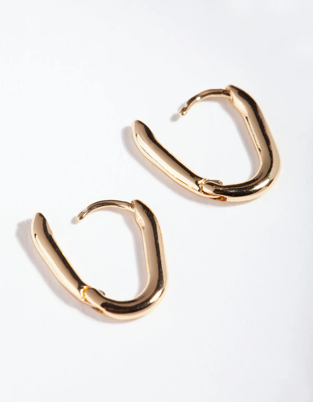 Gold Plated Sterling Silver Long Oval Huggie Earrings - Image 3