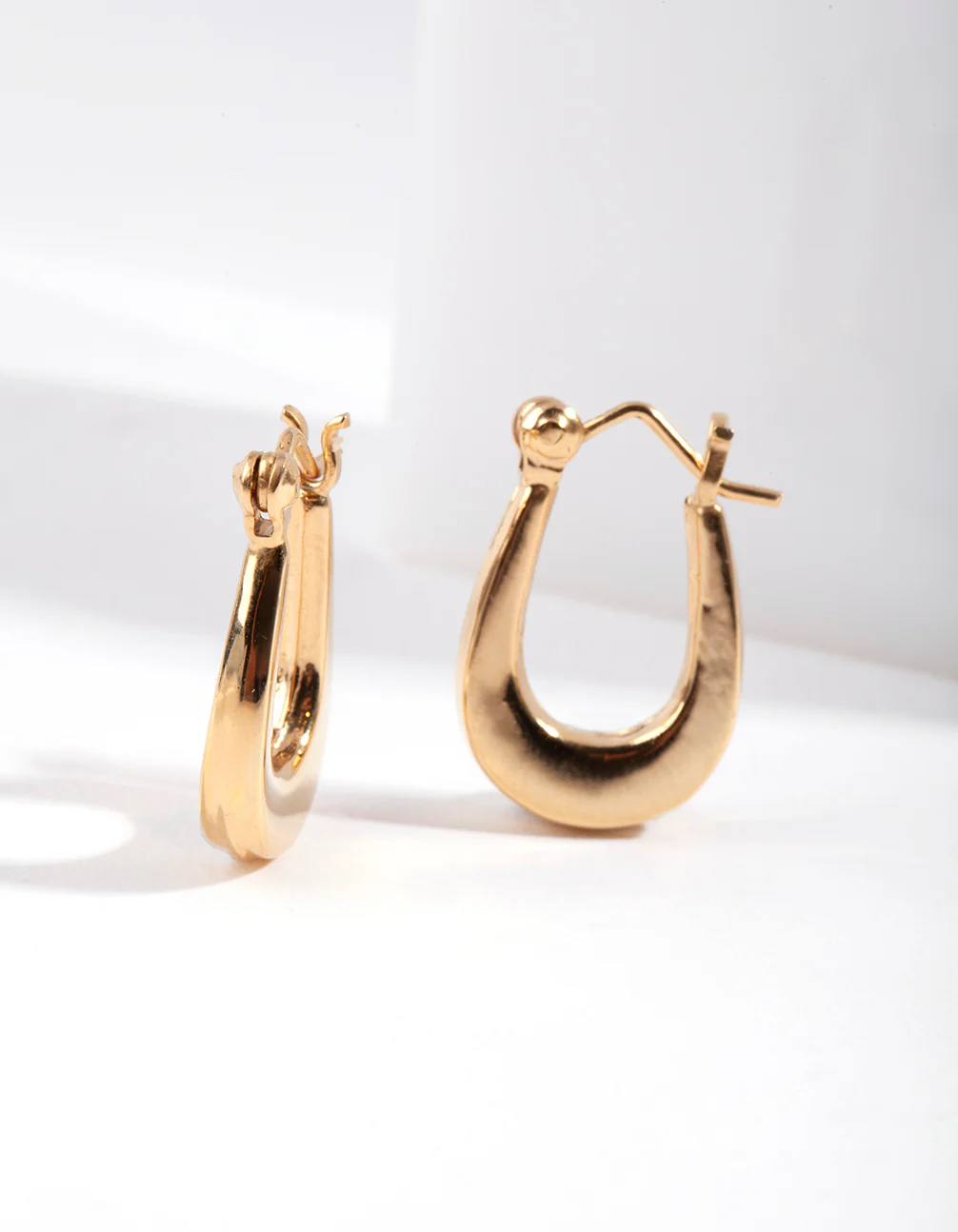 Gold Plated Sterling Silver Oval Hoop Earrings - Image 2
