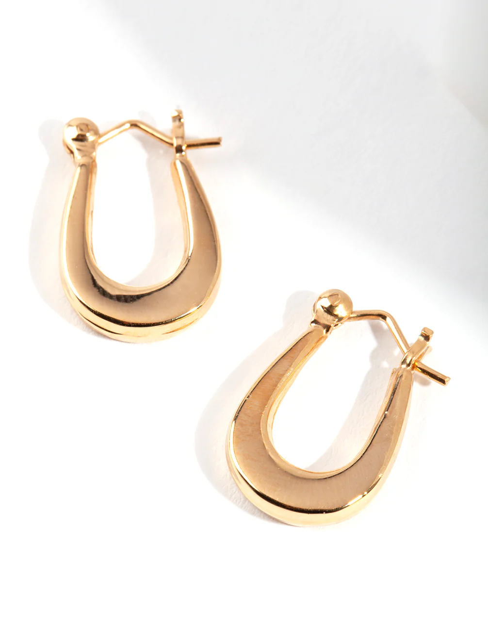 Gold Plated Sterling Silver Oval Hoop Earrings - Image 3