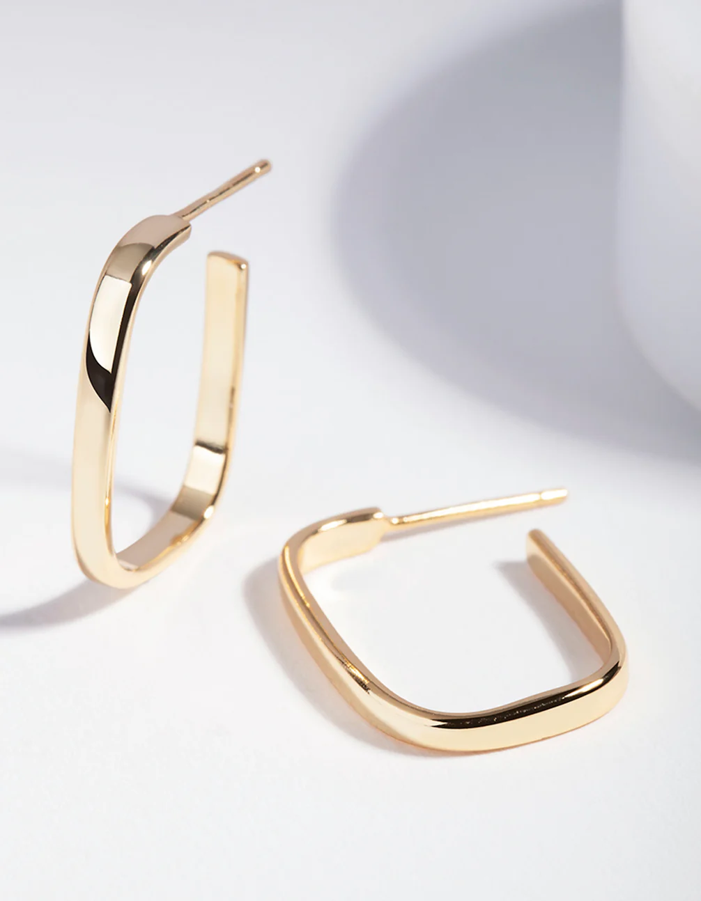 Gold Plated Sterling Silver Square Open Hoop Earrings - Image 3