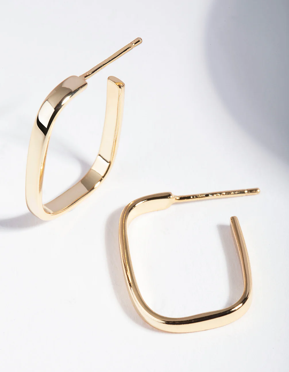 Gold Plated Sterling Silver Square Open Hoop Earrings - Image 4