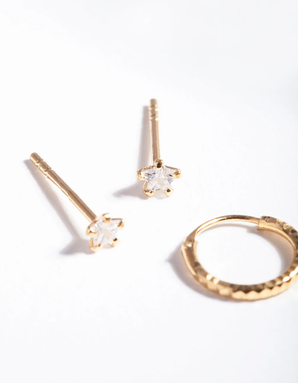 Gold Plated Sterling Silver Star Stud Hoop Earring Pack - Image 4