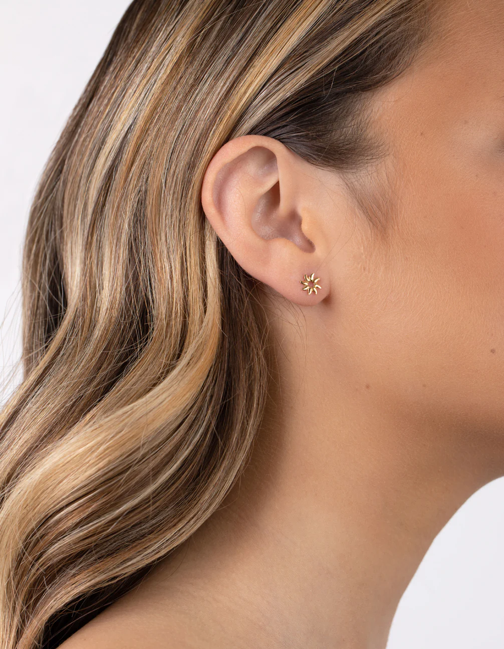 Gold Plated Sterling Silver Sunray Stud Earrings - Image 2