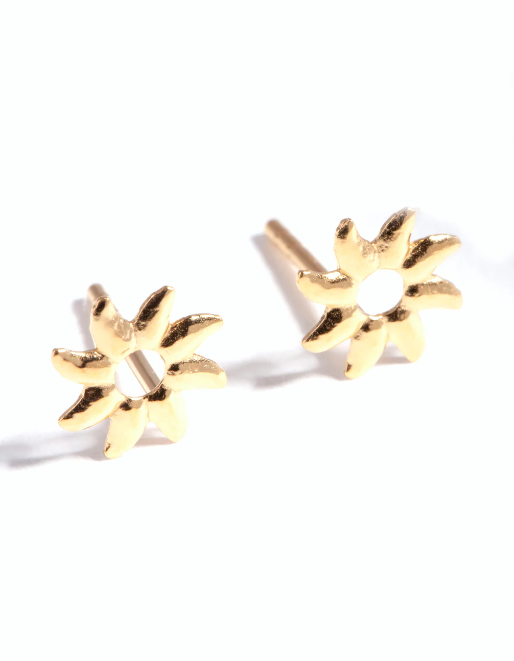 Gold Plated Sterling Silver Sunray Stud Earrings - Image 3