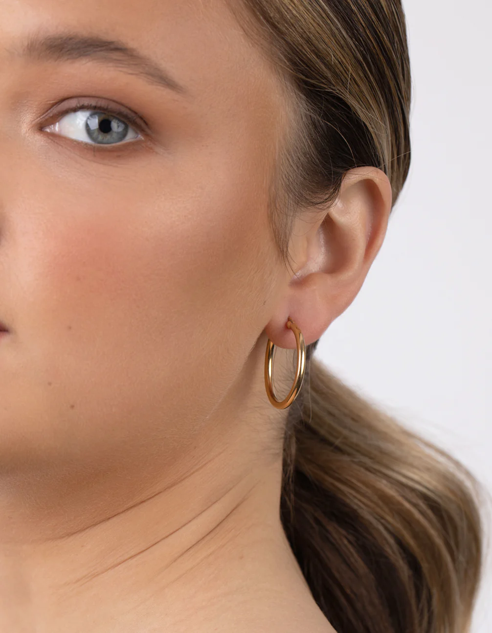 Gold Plated Sterling Silver Hoop Earrings - Image 2