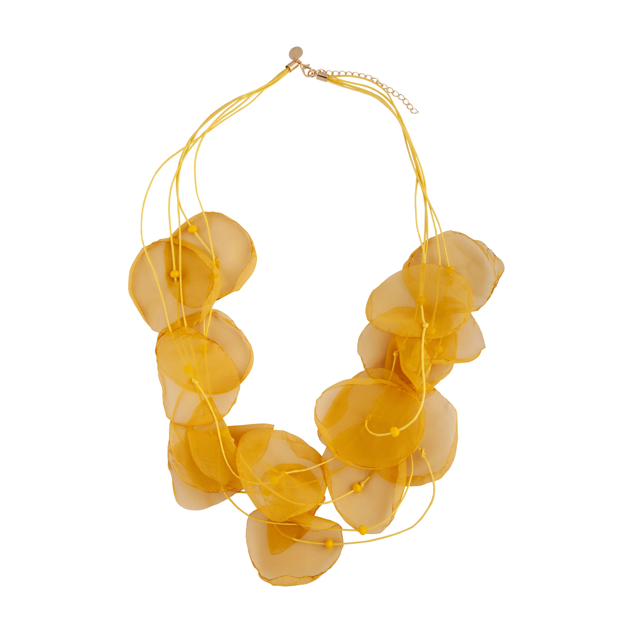 Yellow Fabric Multi Row Necklace - Image 2