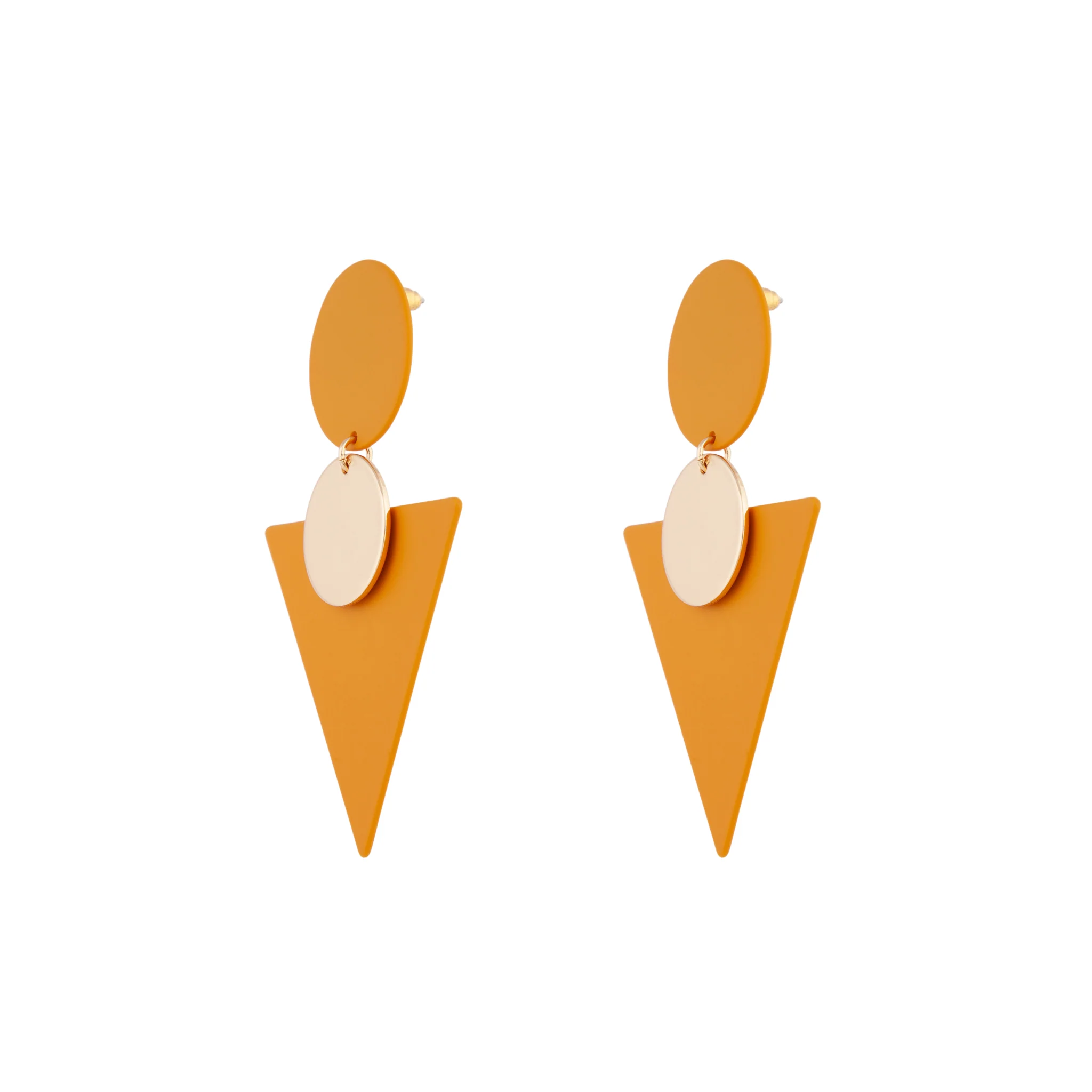 Mustard Rubber Geometric Drop Earrings - Image 2