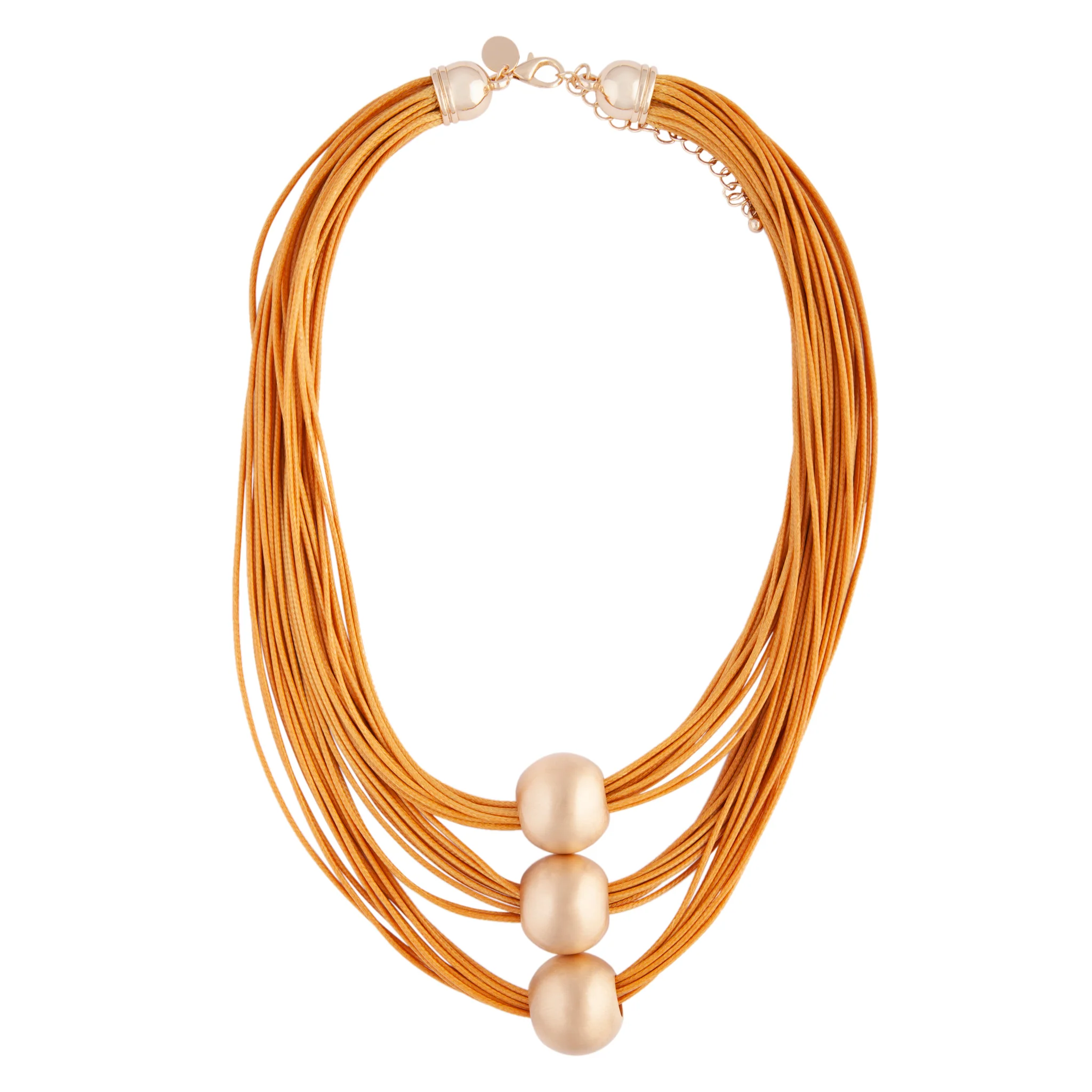 Orange Gold Waxed Cord Necklace - Image 2